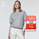 哈吉斯（HAZZYS）女裝 26春季新款女士PHIZ系列半開(kāi)襟運動(dòng)風(fēng)套頭衛衣女ABTSE0DAX02 灰色GE L (165/88A 40)