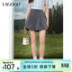 LAGOGO高級感A字休閑短褲女拉谷谷2025年夏季新款高腰壓褶西裝褲 灰色 M