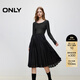 ONLY秋季時(shí)尚拼接光感中長(cháng)款百褶裙連衣裙女|124307061 H1Z 黑色 M (165) 84A