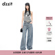 DZZIT地素牛仔闊腿褲夏季時(shí)尚潮流設計女 藍色 S