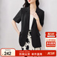 尚都比拉立體垂順夏季休閑短袖西裝外套女高級感通勤小西服 黑色 M 