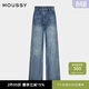 moussy 年新款水洗直筒闊腿牛仔褲028ISA12-3971 111淺藍色 M