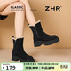 ZHR雪地靴女加絨加厚保暖棉鞋東北厚底短靴2025新款女靴K381B黑色37
