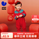 迷你巴拉巴拉連體衣親膚保暖時(shí)尚新國風(fēng)紅色爬服周歲衣服百日禮 中國紅60611 90cm