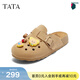 他她（TATA）黃油小熊聯(lián)名勃肯鞋休閑鞋一腳蹬女鞋半拖鞋子4SZ02BH5 淺棕 36