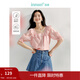 茵曼（INMAN）萊賽爾涼感襯衫2025夏季女裝新款娃娃領(lǐng)方領(lǐng)荷葉邊舒適短袖薄上 藕粉色 L