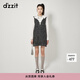 DZZIT地素連衣裙春秋季摩登少女V領(lǐng)金蔥粗花呢裙子女設計感 黑色 S