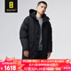 轅轍男士白鵝絨羽絨服長(cháng)款加厚加絨700蓬松度連帽休閑工裝外套071 黑色 2XL 推薦男181-200斤/女166-180斤