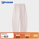 FILA FUSION斐樂(lè )潮牌針織長(cháng)褲女2025冬季新款時(shí)尚休閑寬松彎刀褲 桃妖妖粉-PK L 170/70A/L