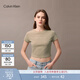 Calvin KleinJeans25夏季女士休閑印花時(shí)尚ck辣妹正肩修身針織短袖T恤上衣