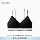 Calvin Klein內衣【摩登引力帶】女ck無(wú)鋼圈海邊提花肩帶美背文胸 QF8504AD-UB1-太空黑 M 推薦75B-85A