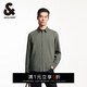 杰克·瓊斯（JACK&JONES）領(lǐng)口字母刺繡潮流百搭舒適時(shí)尚休閑莫代爾長(cháng)袖襯衫男裝225105023 E06黑橄欖 L