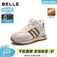 百麗（Belle）小金甘復古跑道高幫鞋女冬季新款商場(chǎng)同款厚底加絨休閑鞋E6Q1DDD5 米色-厚絨 38 (240mm)