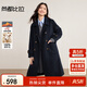 尚都比拉英倫風(fēng)純羊毛毛呢大衣女冬季保暖厚款雙面呢外套中長(cháng)翻領(lǐng)寬松大衣