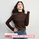 熙世界（sllsky）輕暖磨毛針織T恤長(cháng)袖2025秋冬新款修身顯瘦半高領(lǐng)打底衫 咖啡色 M