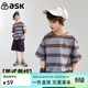 ASK JUNIOR兒童短袖T恤夏季中大童羅紋圓領(lǐng)半袖體恤青少年男童條紋撞色 條紋