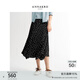 玖姿·安娜蔻【舒適通勤】復古波點(diǎn)印花魚(yú)尾裙半身裙女2026春新款 素黑 XL