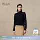 鄂爾多斯1980 純羊絨半高領(lǐng)翻花簡(jiǎn)約通勤羊絨女裝休閑針織衫秋冬 純黑 L 165/88A