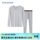 舒雅（Schiesser）男士舒美棉3A抗菌長(cháng)袖長(cháng)褲保暖秋衣秋褲套裝 【V領(lǐng)】花灰 2XL