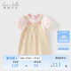 戴維貝拉女童連衣裙兒童假兩件裙子夏裝寶寶泡泡袖童裝