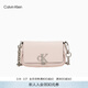 Calvin Klein休閑通勤單肩包禮物鏈條包包金屬字母旋扣翻蓋CK女包斜挎馬鞍包