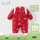 戴維貝拉（DAVE＆BELLA）冬裝女寶寶抗菌防螨夾棉爬服中國風(fēng)新年嬰兒連體衣新生兒衣服 紅底印花【現貨】 66cm （建議身高59-66cm）