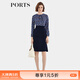 PORTS寶姿修身魚(yú)尾裙秋季新款時(shí)尚印花連衣裙ALD9D012LWP096 丈青混色 XL (10)