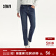 森馬森柔牛仔褲女磨毛長(cháng)褲女士潮流秋休閑簡(jiǎn)約小直筒褲時(shí)尚 牛仔藍灰88401 26
