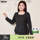 MsShe【設計感方領(lǐng)小衫】大碼女裝2026款春裝胖mm巨遮肚顯瘦上衣 小衫-黑色現貨 4XL