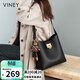 viney牛皮包包女包品牌水桶包輕奢單肩斜挎包生日禮物高級感送女友老婆