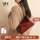 VANESSA HOGAN VH女包冉冉hobo包輕奢通勤手提包油蠟牛皮斜挎單肩包包生日禮物 安可拉紅-中號