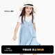little MO&Co.涼感抑菌 童裝夏裝女童吊帶裙牛仔裙連衣裙兒童裙子 牛仔淺藍色 140 140/64