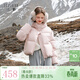 三彩2025冬季新款短款羽絨服連帽白鴨絨面包服寬松純色簡(jiǎn)約女 蜜桃粉 S 155/80A