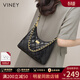 viney牛皮包包女包新款斜挎包輕奢鏈條包生日禮物送女友老婆 【黑色】實(shí)用高檔洋氣單肩小包 時(shí)尚品牌百搭休閑腋下包