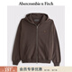 Abercrombie & Fitch經(jīng)典小麋鹿圖案美式抓絨經(jīng)典廓形衛衣外套25秋冬男裝122-5540 深棕色 M (180/100A) 尺碼偏大，建議小一碼