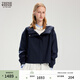 Teenie Weenie小熊女裝外套2026年春季新款簡(jiǎn)約大方可調節抽繩連帽潮流夾克上衣 藏青色 S