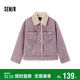 森馬（Semir）牛仔外套女拼接仿兔毛翻領(lǐng)寬松港風(fēng)冬季落肩夾棉夾克103724108001