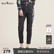 謎底2022秋新款高腰顯瘦圖案繡花緊身小腳牛仔褲女223MK1006 黑色 L