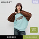 moussy 新品甜美日系風(fēng)撞色插肩袖字母衛衣028HAZ90-0851 110藍色 均碼 00020/F