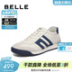 百麗（Belle）張凌赫同款新款系列小輕甘德訓阿甘鞋男休閑鞋8RG01BM5 白/灰/藍-單里（高幫款） 42