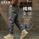 馬克華菲高端新款純棉束腳工裝褲男士春夏季寬松運動(dòng)褲彈力休閑褲男褲子秋 深灰色 常規 XL