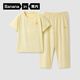蕉內500E兒童睡衣男女童吸汗速干寶寶大童輕薄透氣短袖家居服套裝春夏 【短袖長(cháng)褲】鎂-汀黃 150