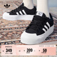 adidas NIZZA PLATFORM厚底增高運動(dòng)帆布鞋女阿迪達斯三葉草 一號黑/白   36