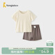 童泰（TONGTAI）嬰兒短袖套裝夏季莫代爾寶寶衣服兒童薄款無(wú)痕上衣短褲灰白100cm