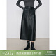 自巧小個(gè)子黑色pu皮裙半身裙女2024新款秋冬氣質(zhì)高腰中長(cháng)直筒裙 謐黑色 XS （2碼）