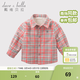 戴維貝拉（DAVE＆BELLA）加絨格子女童襯衣兒童襯衫男童長(cháng)袖上衣秋冬打底衫寶寶冬季中大童 橘灰格子 90 cm(3Y(建議身高80-90cm))
