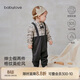 babylove【安心柔】嬰兒連體衣春秋純棉男寶寶哈衣假兩件生日英倫風(fēng)禮服