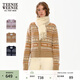 Teenie Weenie小熊女裝冬季復古費爾島提花圓領(lǐng)毛衣針織開(kāi)衫外套 卡其色 S