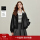 茵曼（INMAN）2026春季女裝新款簡(jiǎn)約立領(lǐng)皮衣黑色外套短款夾克上衣 午夜黑 L 168-172cm /121-130斤