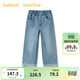 巴拉巴拉【balaOne】童裝女童春秋牛仔褲直筒寬松紅色新年拜年長(cháng)褲